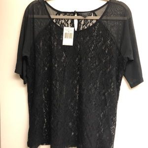 Guess Black Lace & Mesh Shirt